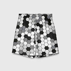 Детские шорты Камуфляж гексагон серый