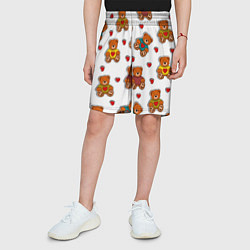Шорты детские Наклейки мишки игрушечные и сердца, цвет: 3D-принт — фото 2