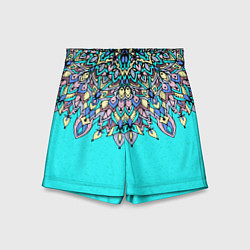 Шорты детские Мандала голубой, цвет: 3D-принт