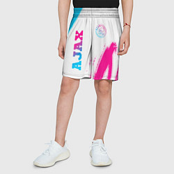Шорты детские Ajax neon gradient style вертикально, цвет: 3D-принт — фото 2