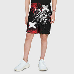 Шорты детские Тойота на фоне граффити и брызг красок, цвет: 3D-принт — фото 2