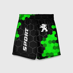 Шорты детские Peugeot green sport hexagon, цвет: 3D-принт