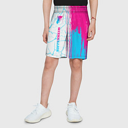 Шорты детские Hoffenheim neon gradient style по-вертикали, цвет: 3D-принт — фото 2