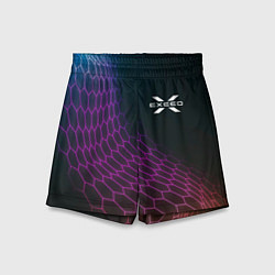 Шорты детские Exeed neon hexagon, цвет: 3D-принт