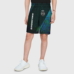 Шорты детские Sporting glitch blue, цвет: 3D-принт — фото 2