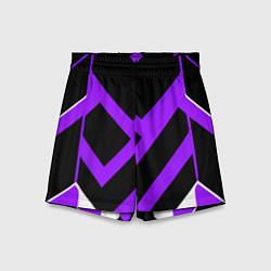 Шорты детские Фиолетово-белые полосы на чёрном фоне, цвет: 3D-принт