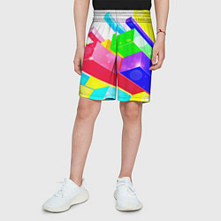 Шорты детские Цветные столбы, цвет: 3D-принт — фото 2