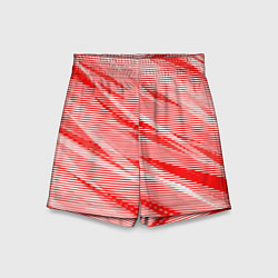 Шорты детские Полосатый красно-белый, цвет: 3D-принт