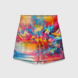 Шорты детские Красочная абстракция - импрессионизм, цвет: 3D-принт