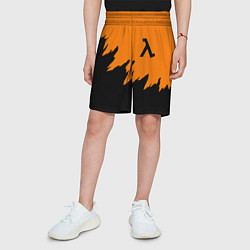 Шорты детские Half life чёрно оранжевый, цвет: 3D-принт — фото 2