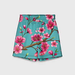 Шорты детские Ветка розовой сакуры, цвет: 3D-принт