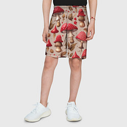 Шорты детские Грибные шляпки мухоморов, цвет: 3D-принт — фото 2