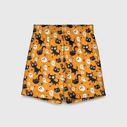 Шорты детские Паттерн с черными кошками, цвет: 3D-принт