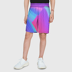 Шорты детские Неоновая геометрия полосы, цвет: 3D-принт — фото 2