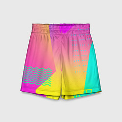 Шорты детские Неоновая геометрия градиент, цвет: 3D-принт
