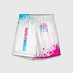 Шорты детские Stumble Guys neon gradient style вертикально, цвет: 3D-принт
