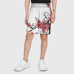 Шорты детские Китайский стиль - слива, цвет: 3D-принт — фото 2