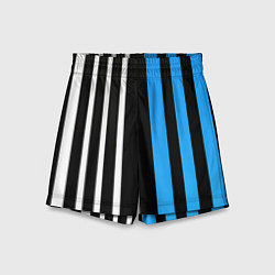 Шорты детские Вертикальные полосы триколор синий, цвет: 3D-принт
