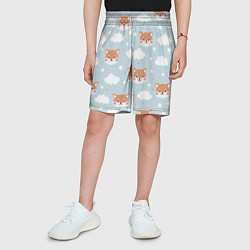 Шорты детские Узор сибу ину и облака, цвет: 3D-принт — фото 2