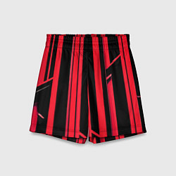 Шорты детские Толстые красные полосы на чёрном фоне, цвет: 3D-принт