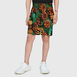 Шорты детские Елочные ветки с шишками, цвет: 3D-принт — фото 2