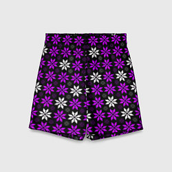 Шорты детские Бело-фиолетовые звёзды на чёрном фоне, цвет: 3D-принт