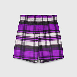 Шорты детские Фиолетово-белая ткань в клетку, цвет: 3D-принт