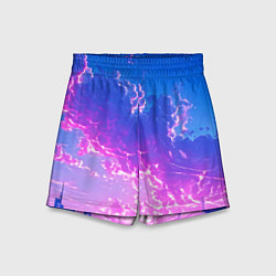 Шорты детские Розовые тучи на голубом небе киберпанк, цвет: 3D-принт