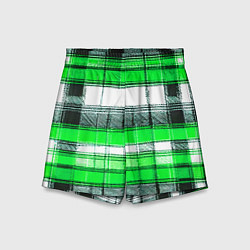 Шорты детские Чёрные полосы на зелёном-белом фоне, цвет: 3D-принт