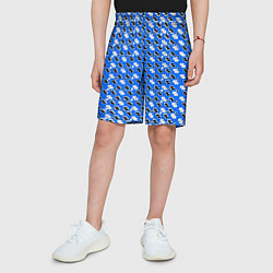 Шорты детские Чёрно-белые фигуры на синем фоне, цвет: 3D-принт — фото 2