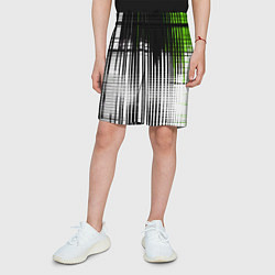 Шорты детские Зелёно-чёрный гранж на белом фоне, цвет: 3D-принт — фото 2
