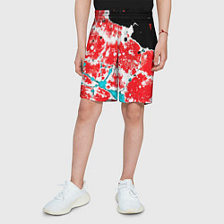 Шорты детские Сине красная абстракция на чёрном фоне, цвет: 3D-принт — фото 2