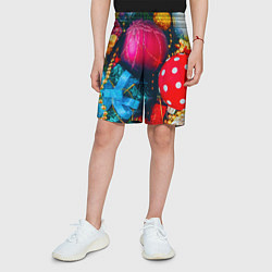 Шорты детские Новогодние ёлочные игрушки, цвет: 3D-принт — фото 2