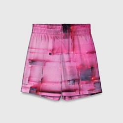 Шорты детские Чёрные пятна на розовом фоне абстракция, цвет: 3D-принт