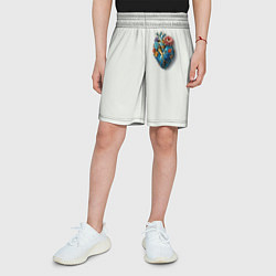 Шорты детские Металлическое сердце кораллы и цветы, цвет: 3D-принт — фото 2