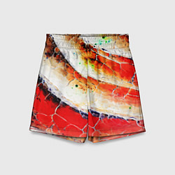 Шорты детские Красно-белая волнистая абстракция, цвет: 3D-принт