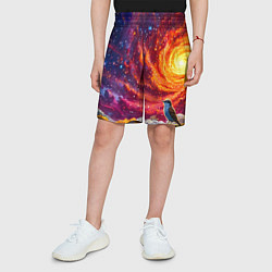 Шорты детские Кукушка в космосе, цвет: 3D-принт — фото 2