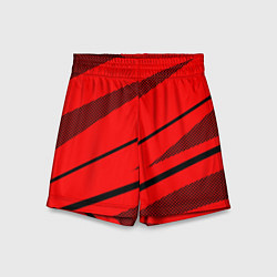 Шорты детские Красный с чёрным абстракция полосы, цвет: 3D-принт