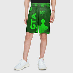 Шорты детские GTA - green gradient вертикально, цвет: 3D-принт — фото 2