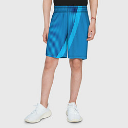 Шорты детские Сине-голубой с широкой полосой, цвет: 3D-принт — фото 2