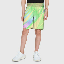 Шорты детские Жёлто-зелёный полосатый, цвет: 3D-принт — фото 2