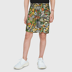 Шорты детские Спортивный инвентарь коллаж, цвет: 3D-принт — фото 2