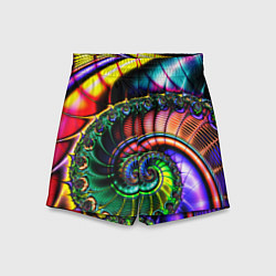 Шорты детские Фрактальный узор неоновый, цвет: 3D-принт