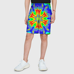 Шорты детские Неоновая психоделика узор, цвет: 3D-принт — фото 2