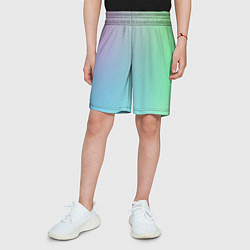 Шорты детские Мягкий тай-дай зелёный розовый и голубой, цвет: 3D-принт — фото 2