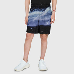 Шорты детские Синяя волна в космосе - текстура, цвет: 3D-принт — фото 2