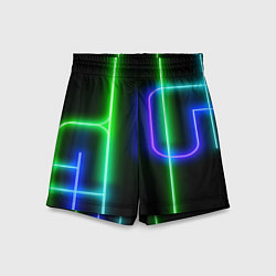 Шорты детские Color blue black green stripe, цвет: 3D-принт