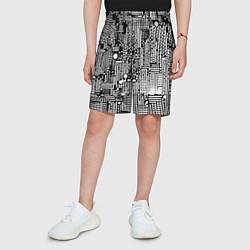 Шорты детские Чёрно-белые абстракция точки полоски, цвет: 3D-принт — фото 2