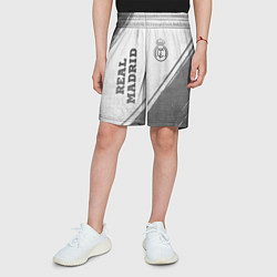 Шорты детские Real Madrid - white gradient вертикально, цвет: 3D-принт — фото 2