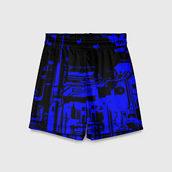 Детские шорты Чёрный и синий ультрамарин абстракция